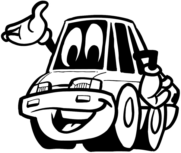 Cartoon car with arms vinyl sticker. Customize on line.     Autos Cars and Car Repair 060-0317 